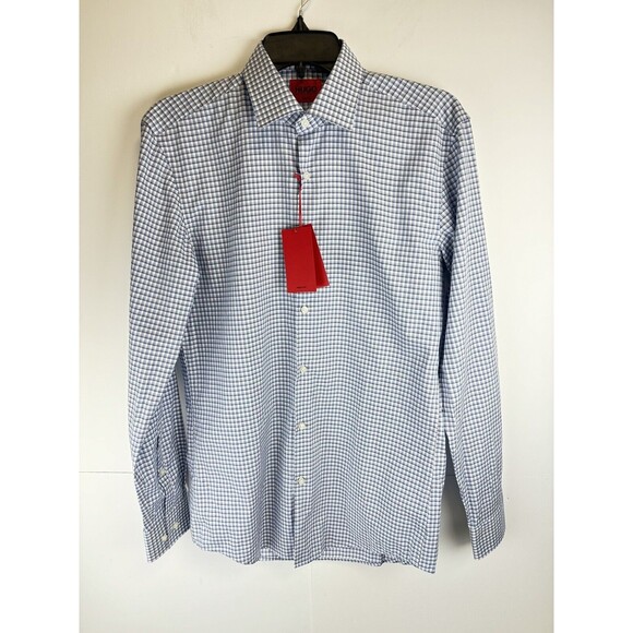 HUGO Hugo Boss Kenno Checkered Slim Fit Dress Shirt Size: 14.5 NWT - Picture 2 of 7